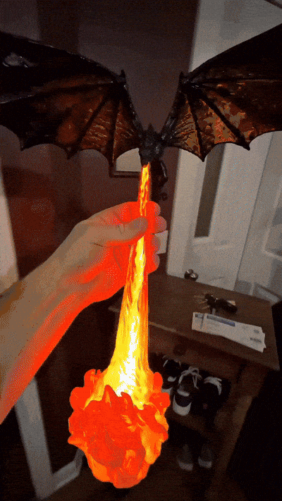 DrakenLume: Dragon Flame Bookshelf Lamp