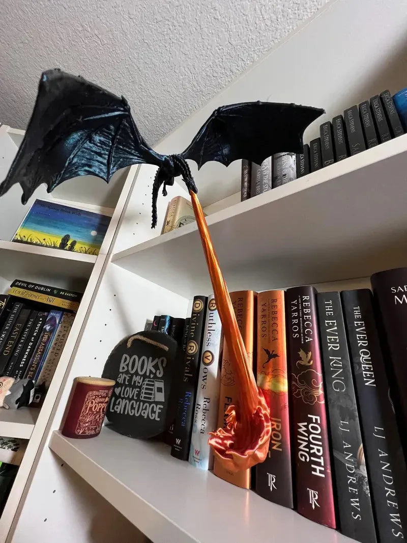 DrakenLume: Dragon Flame Bookshelf Lamp