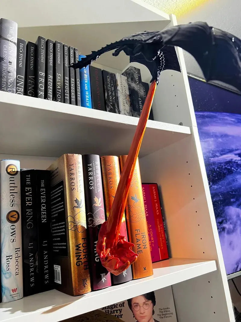 DrakenLume: Dragon Flame Bookshelf Lamp
