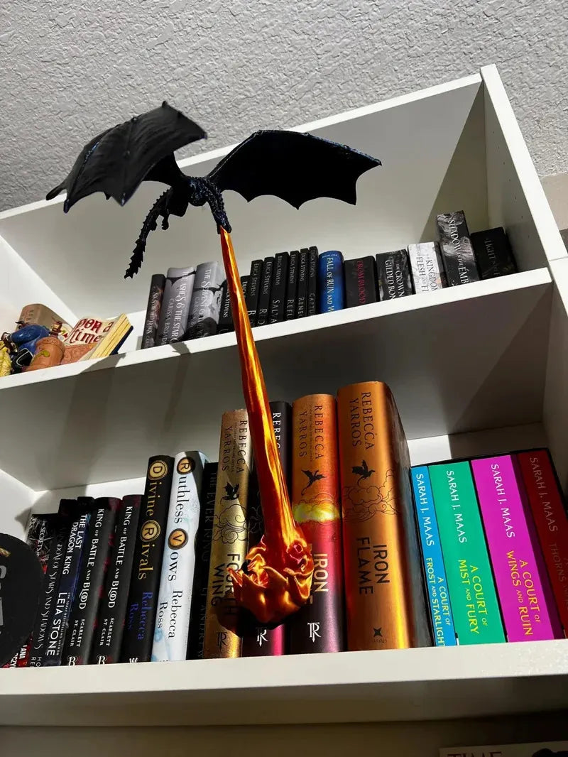 DrakenLume: Dragon Flame Bookshelf Lamp