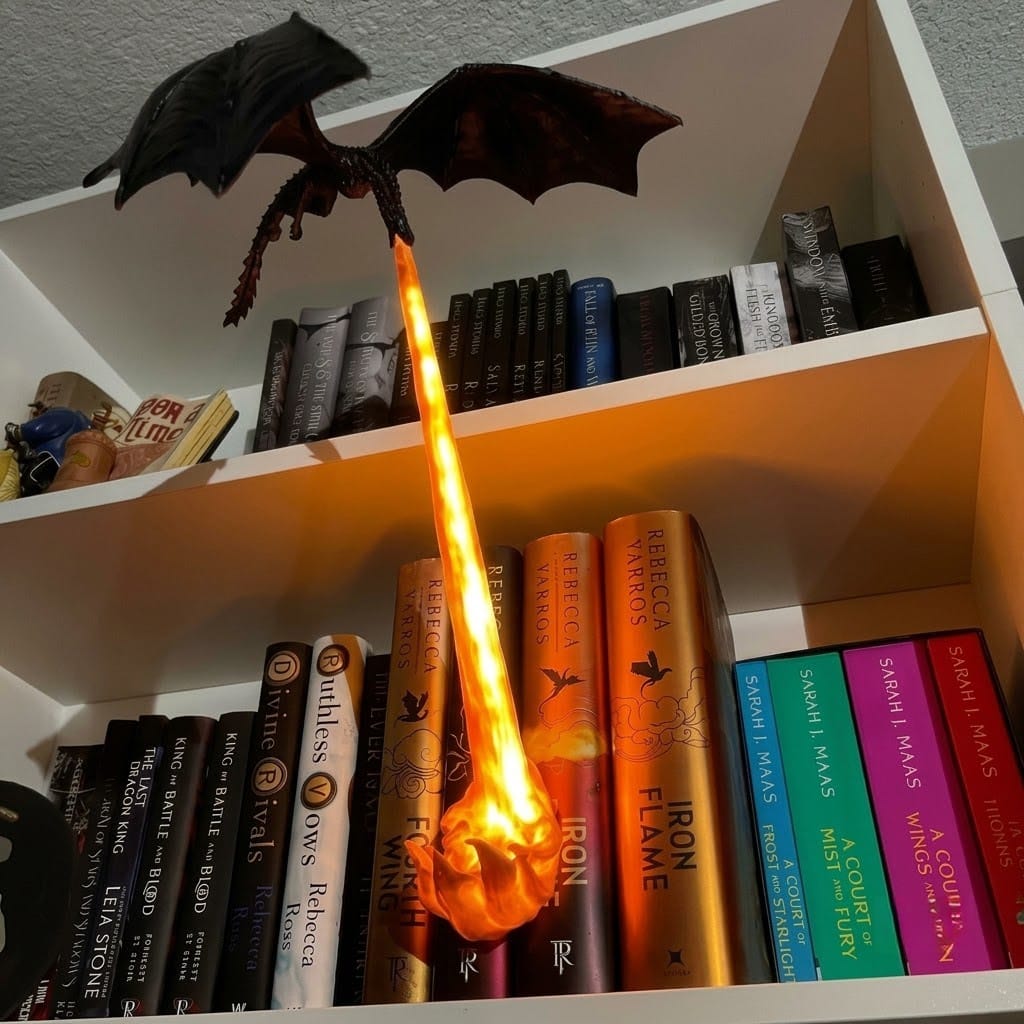 Dragon Flame Bookshelf Lamp